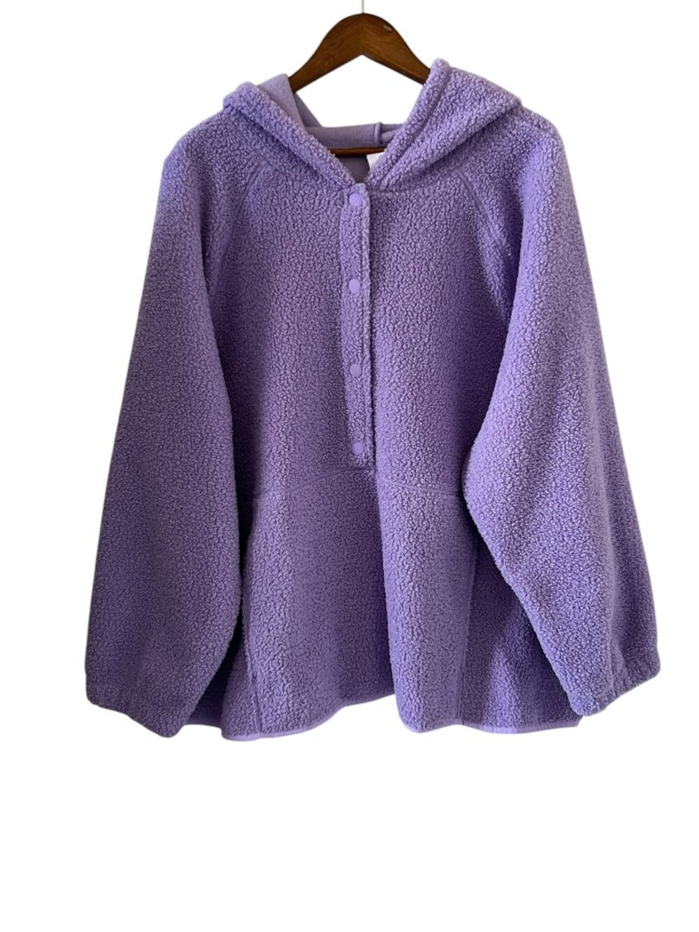 LIVI NEW Snap Front Sherpa Hooded Jacket In Lavender Size 26/28